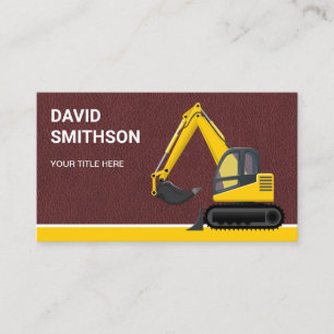 Carte De Visite Bulldozer excavateur de construction en cuir marro