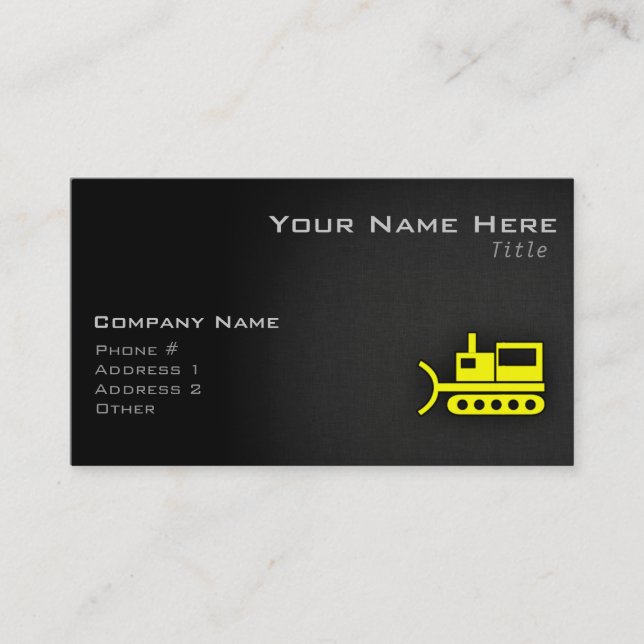 Carte De Visite Bulldozer jaune canari (Devant)