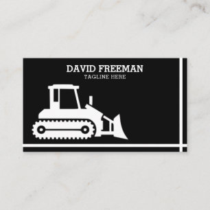 Carte De Visite Bulldozer Noir & Blanc Construction