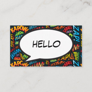 Carte De Visite Bulle de texte amusante HELLO Bande dessinée rétro