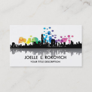 Carte De Visite Bulles d'arc-en-ciel de silhouette d'horizon de