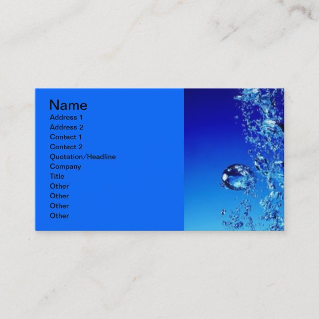 CARTE DE VISITE BULLES D'EAU BLEUE EAU FRAÎCHE CLAIRE NUMÉRIQUE RE (Devant)
