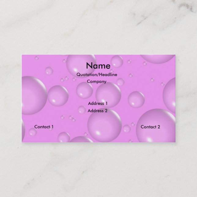 Carte De Visite Bulles rose-clair (Devant)