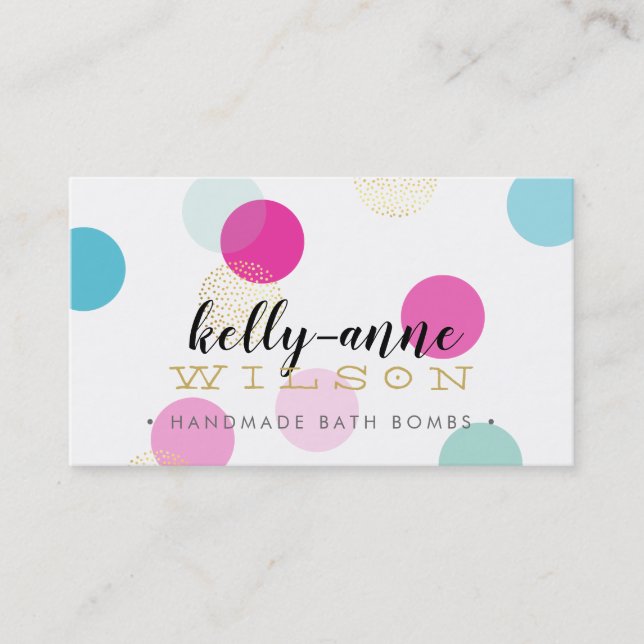 Carte De Visite BULLES STYLISH SPOTS glam luxe bain bombe or (Devant)