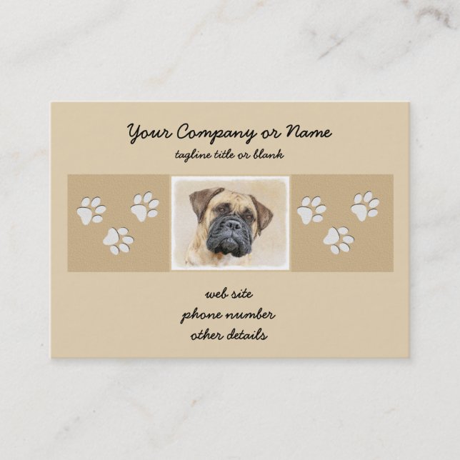 Carte De Visite Bullmastiff Peinture - Joli chien d'origine art (Devant)