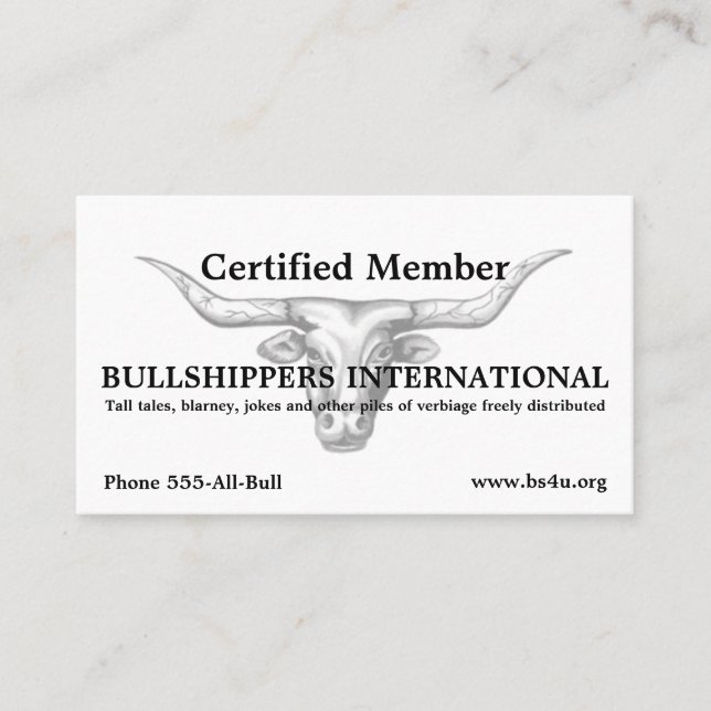 Carte De Visite Bullshippers International membership  (Devant)