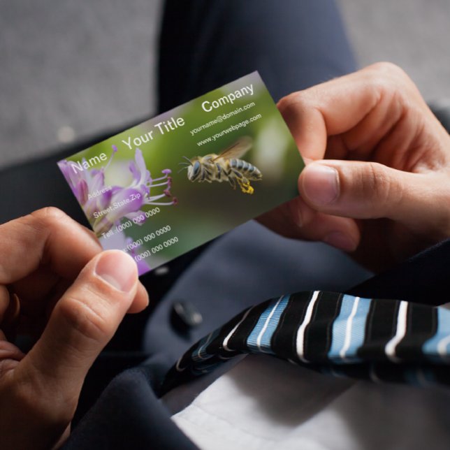Carte De Visite Bumble Bee Flying Purplish Flower (Créateur téléchargé)