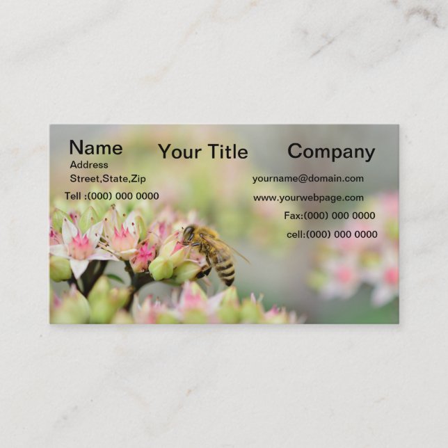 Carte De Visite Bumble Bee partout sur une belle fleur (Devant)