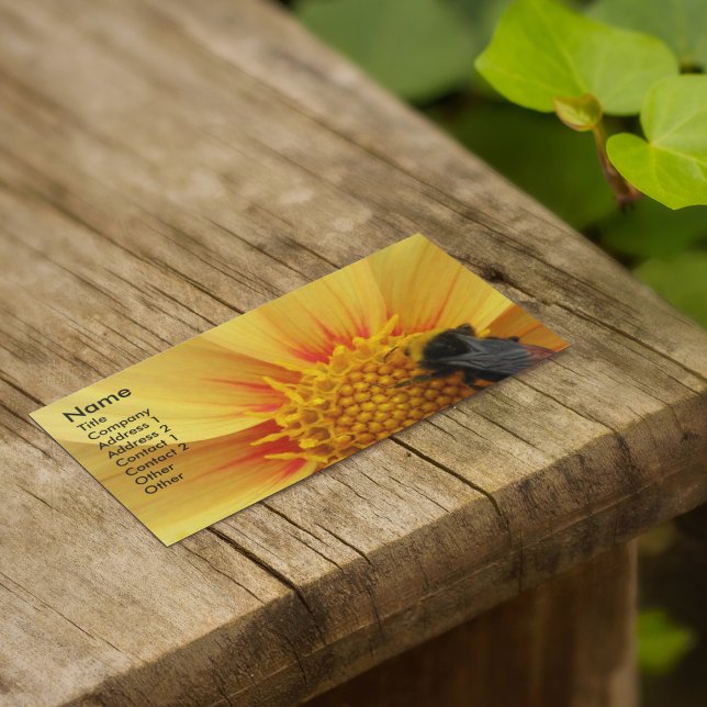Carte De Visite Bumblebebe sur Dahlia Jaune Floral (In Situ)