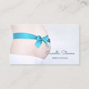 Carte De Visite Bump bébé doula enceinte avec ruban bleu