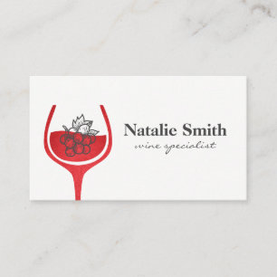 Carte De Visite Bunch de raisins   Verre à vin rouge