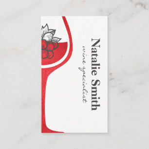 Carte De Visite Bunch de raisins   Verre à vin rouge   Domaine
