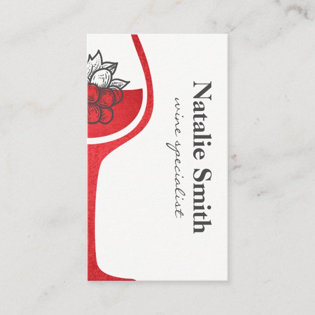 Carte De Visite Bunch de raisins | Verre à vin rouge | Domaine (Devant)
