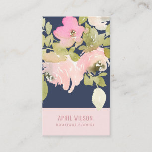 CARTE DE VISITE BUNGE FLORAL ROSE DE COULEUR D'EAU ROSE BLANC DOUX