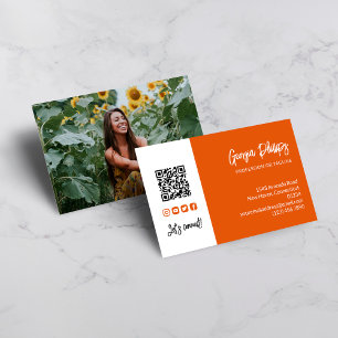 Carte De Visite Burange QR Code Photo Les icônes des médias sociau