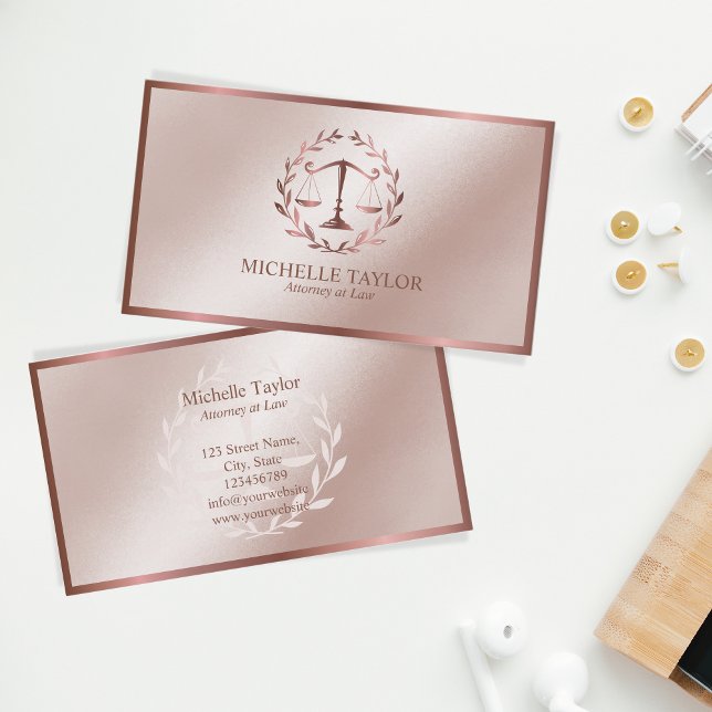 Carte De Visite Bureau d'avocat Rose Gold (Créateur téléchargé)