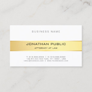 Carte De Visite Bureau du procureur Gold White Elegant Simple Top