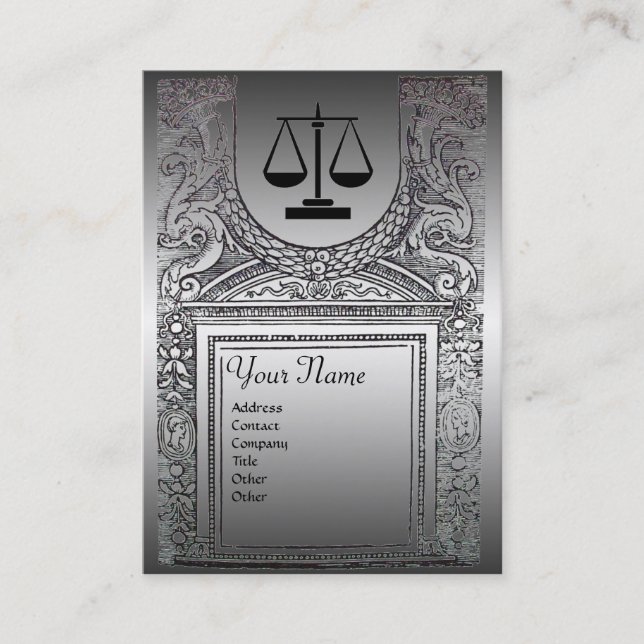 Carte De Visite BUREAU JURIDIQUE, ATTORNEY Platinum Monogramme (Devant)