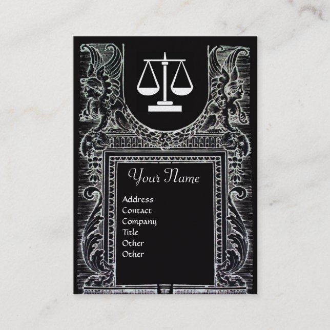Carte De Visite BUREAU JURIDIQUE, PROCUREUR Monogramme Black White (Devant)