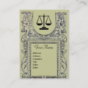 Carte De Visite BUREAU JURIDIQUE, PROCUREUR Monogramme, gris vert