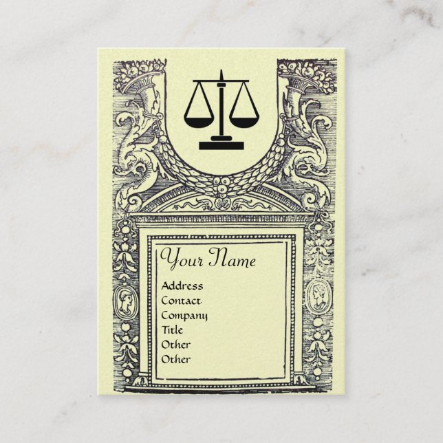 Carte De Visite BUREAU JURIDIQUE, PROCUREUR Monogramme, platine mé (Devant)