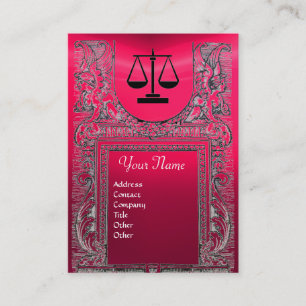 Carte De Visite BUREAU JURIDIQUE, PROCUREUR Monogramme, rose