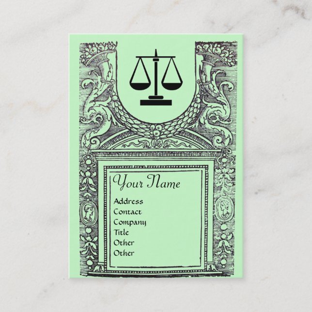 Carte De Visite BUREAU JURIDIQUE, PROPRIÉTAIRE 2 Monogramme, vert (Devant)