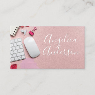 Carte De Visite Bureau   Lettres Embossées En Cuir Rose