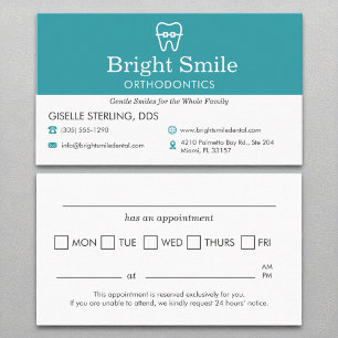 Carte De Visite Bureau orthodontiste Rendez-vous rappel Aqua Blue