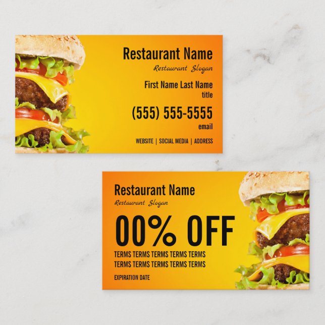 Carte de visite Burger (Devant / Derrière)
