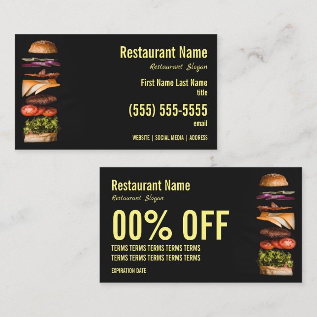 Carte de visite Burger (Devant / Derrière)