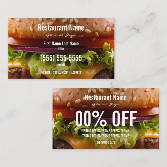 Carte de visite Burger (Devant / Derrière)
