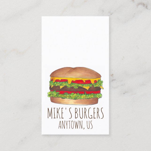 Carte De Visite Burger Hamburger Cheeseburger Fast Food Chef (Devant)