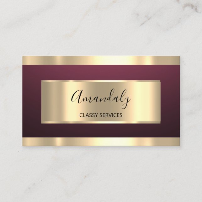Carte De Visite Burgundy Gold Professional Maquillage clous rose (Devant)