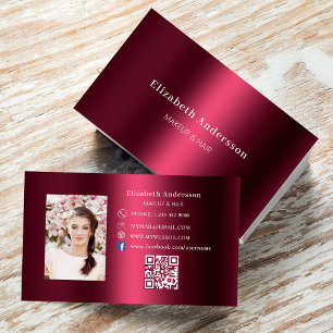 Carte De Visite Burgundy photo qr code Facebook icône