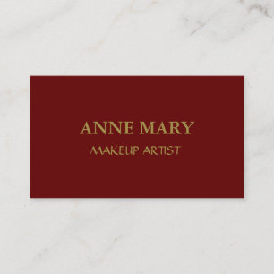 Carte De Visite Burgundy Red Gold Makeup Artist Minimal Modern