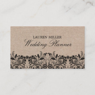 Carte de visite Burlap & Black Lace