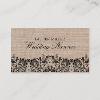 Carte de visite Burlap & Black Lace
