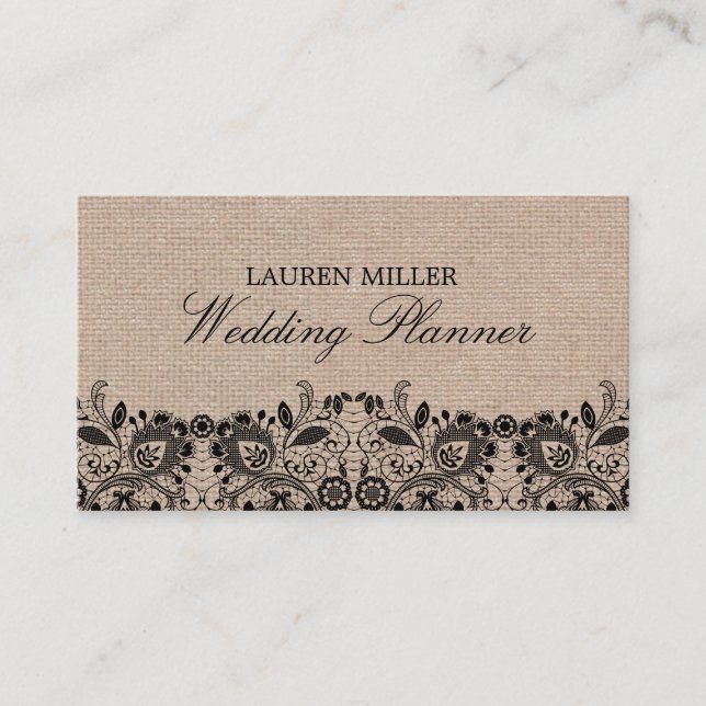 Carte de visite Burlap & Black Lace (Devant)