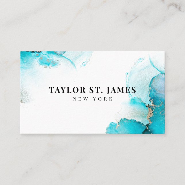 Carte De Visite Bus professionnel Gold Light Blue Painter (Devant)