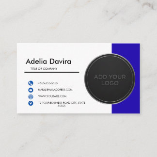 Carte De Visite Business Card Blue with Simple Logo and Text