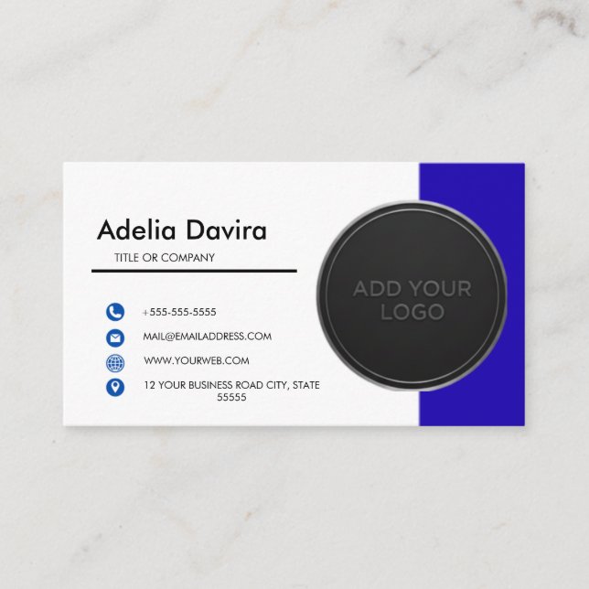 Carte De Visite Business Card  Blue with Simple Logo and Text  (Devant)