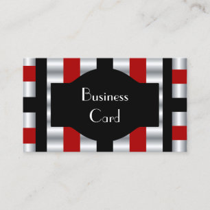 Carte De Visite Business Card Elegant Stripe Red White Black
