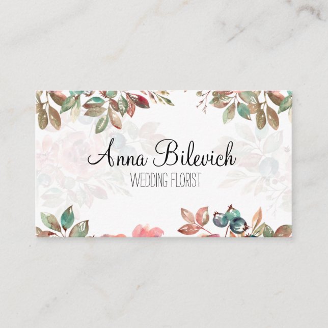 Carte De Visite business card with flowers (Devant)