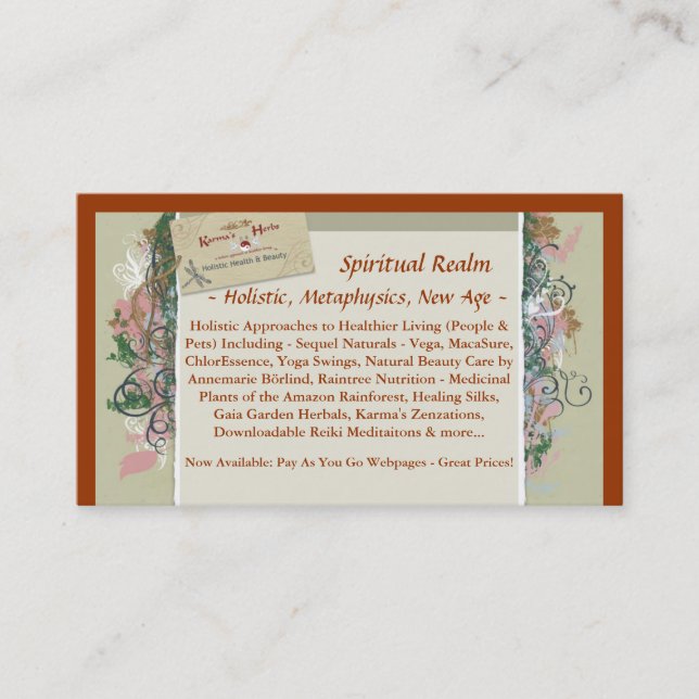 Carte De Visite BusinessCard, royaume spirituel, ~ holistique, (Devant)
