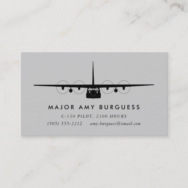 Carte De Visite C-130 Hercules Gris du pilote (Devant)