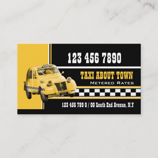 Carte De Visite Cabine de taxi jaune noir (Devant)