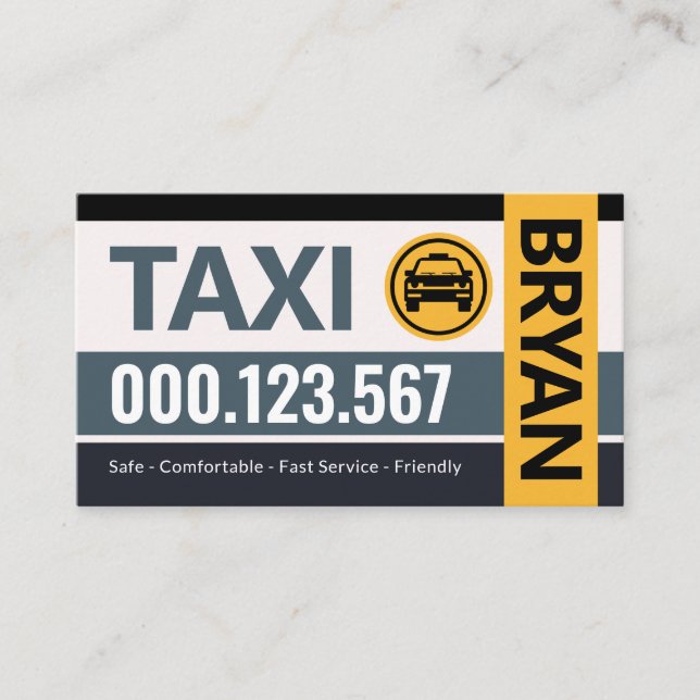 Carte De Visite Cabine de taxis en calque à bande élégante (Devant)