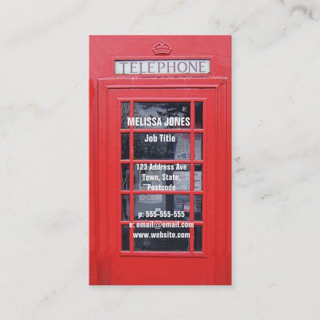 Carte De Visite Cabine téléphonique rouge de Londres (Devant)