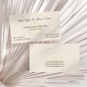 Carte De Visite Cabinet d'avocat beige clair texture lin